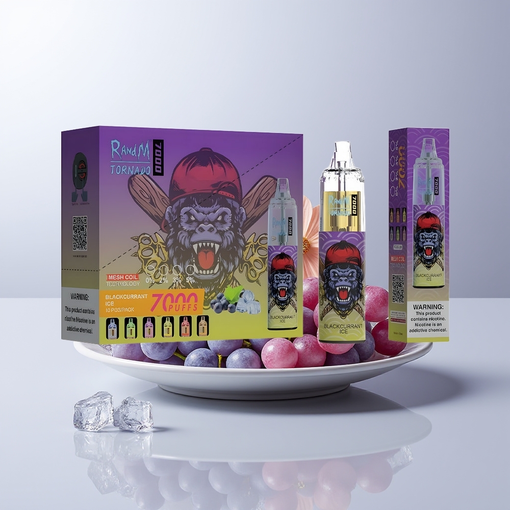 RandM Fumot Tornado 7000 Puffs Zwarte Bes IJs - Mesh Coil & Luchtregeling