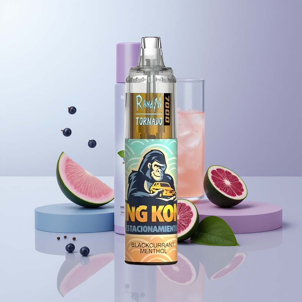 RandM Fumot Tornado 7000 Puffs Zwarte Bes Menthol Mesh Coil Luchtregeling