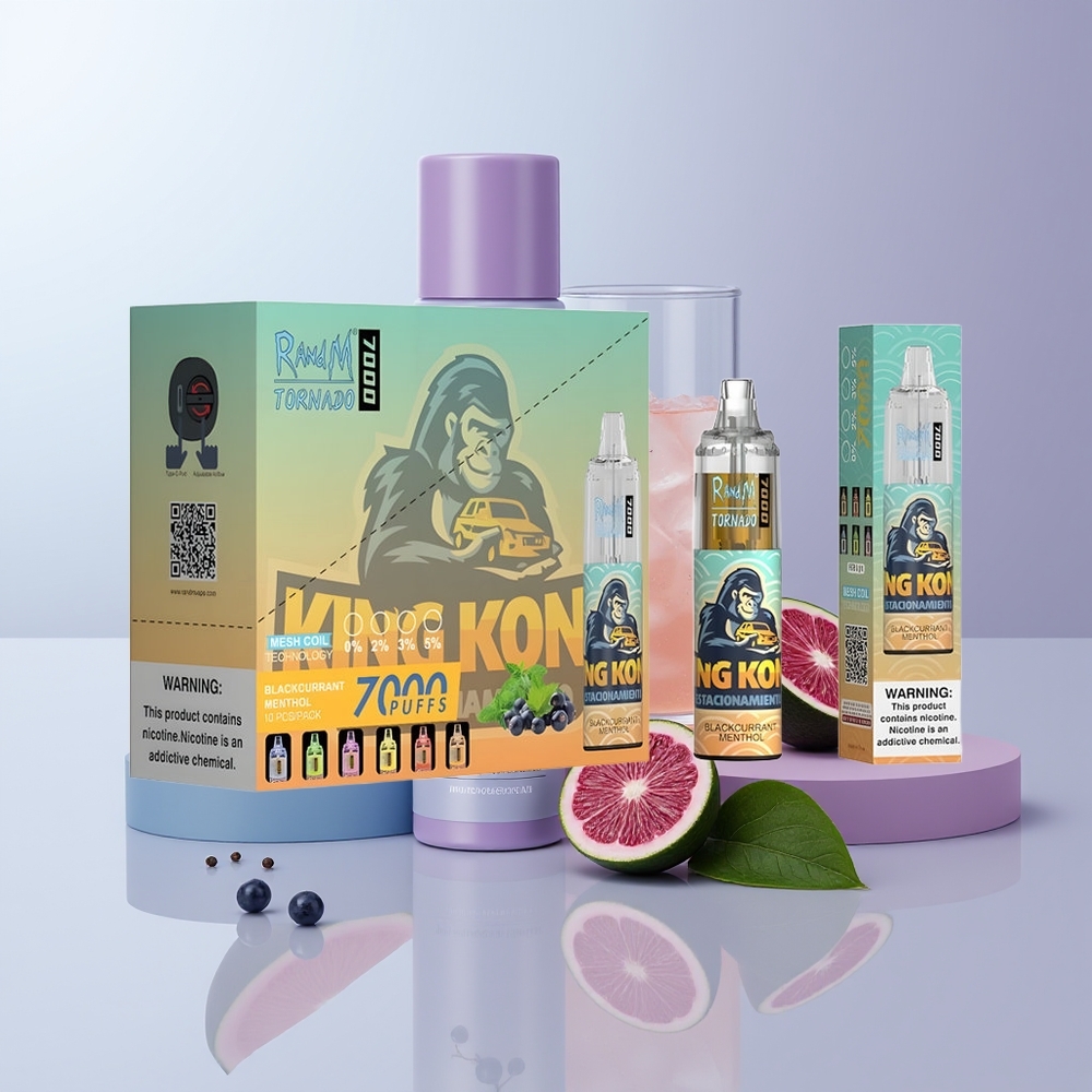 RandM Fumot Tornado 7000 Puffs Zwarte Bes Menthol Mesh Coil Luchtregeling
