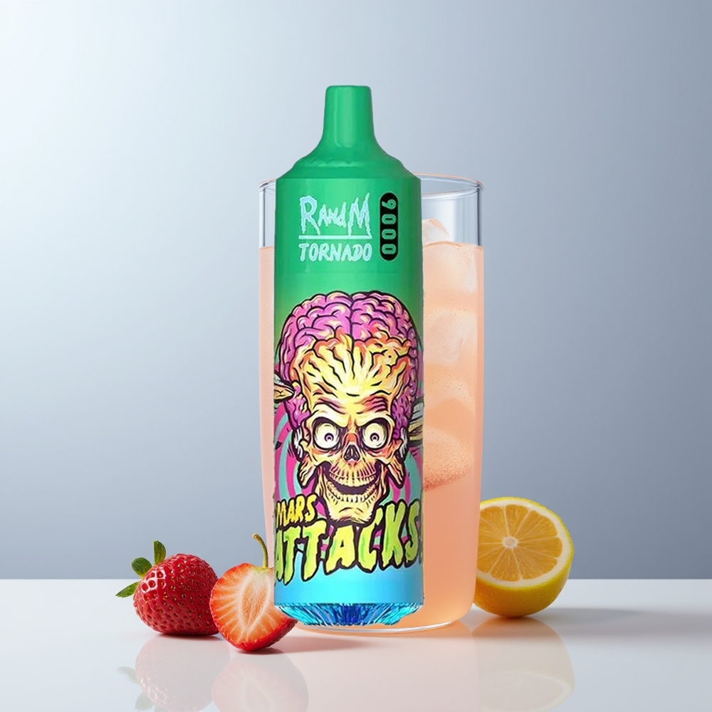 RandM Fumot Tornado 9000 Puffs Aardbei Citroen Limonade met Mesh Coil en 54 Smaken