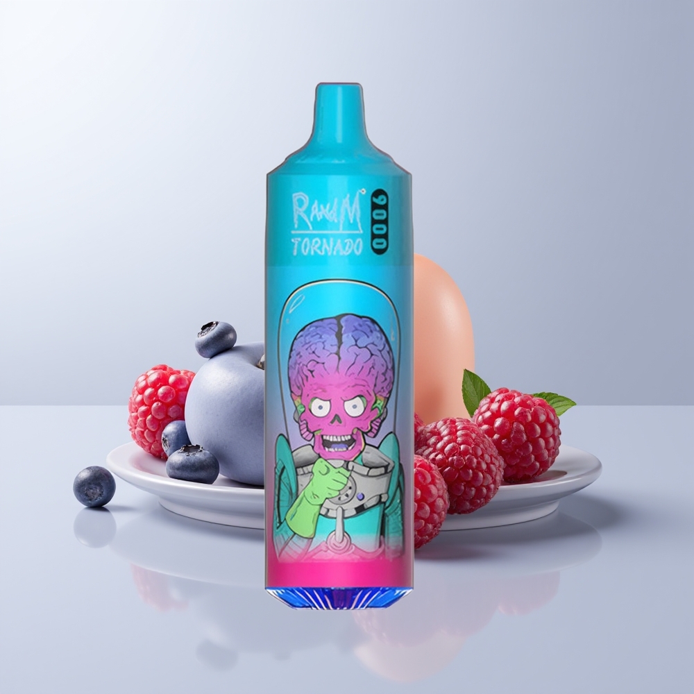 RandM Fumot Tornado 9000 Puffs Blauwe Framboos Mesh & RGB