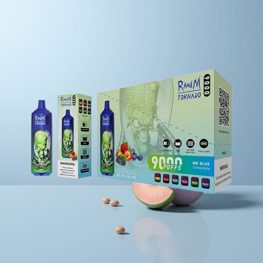 RandM Fumot Tornado 9000 Puffs De Blauwe Mesh & RGB
