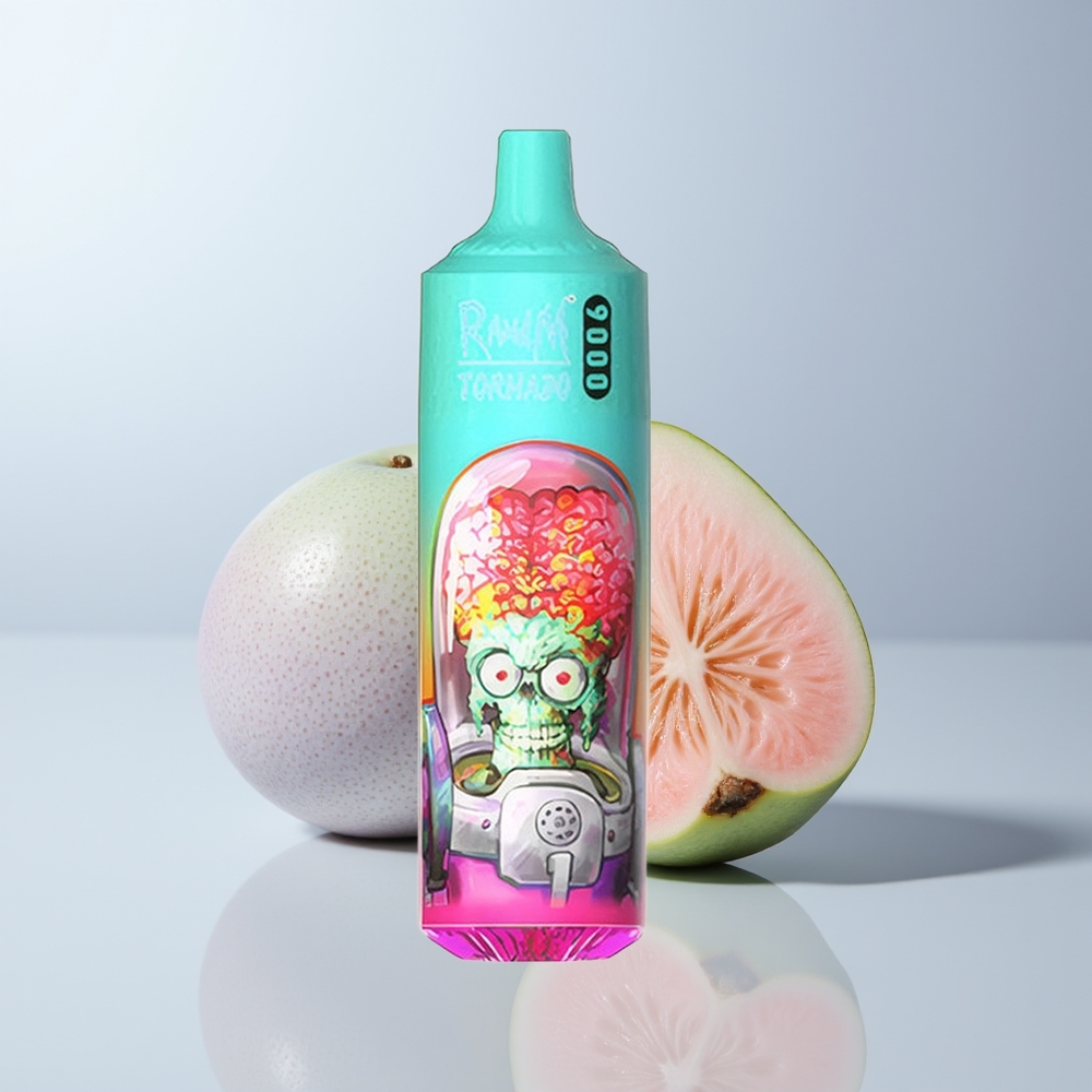 RandM Fumot Tornado 9000 Puffs Guava IJs met Mesh Coil en RGB Display