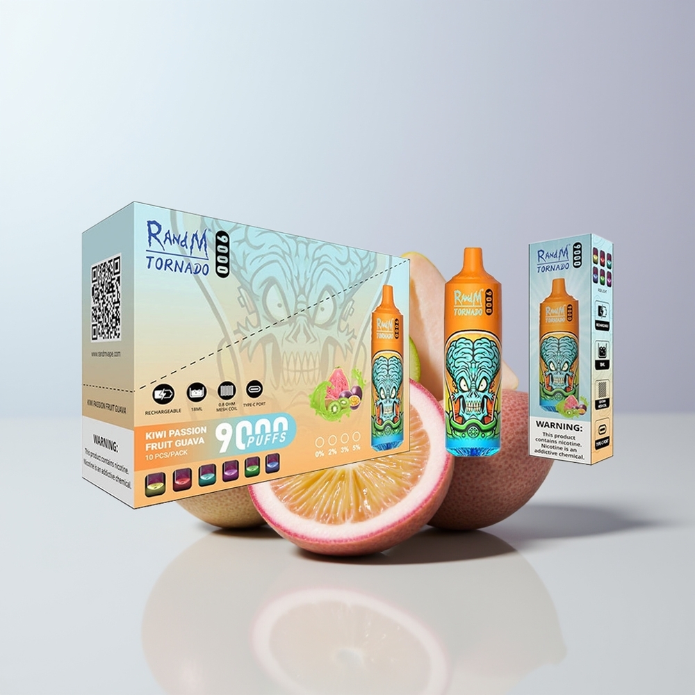 RandM Fumot Tornado 9000 Puffs Kiwi Passievrucht Guave 850 mAh Mesh Coil
