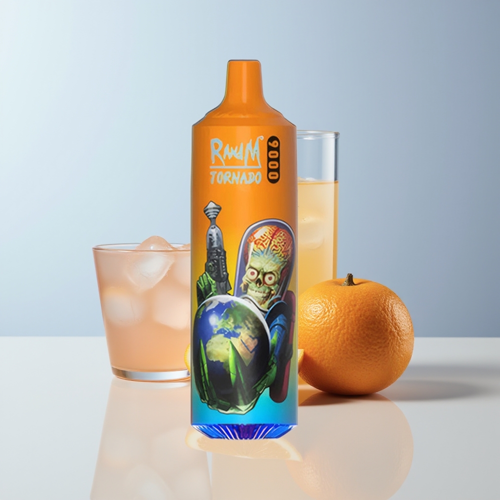 RandM Fumot Tornado 9000 Puffs Oranje Soda Met Mesh Coil En 54 Smaken