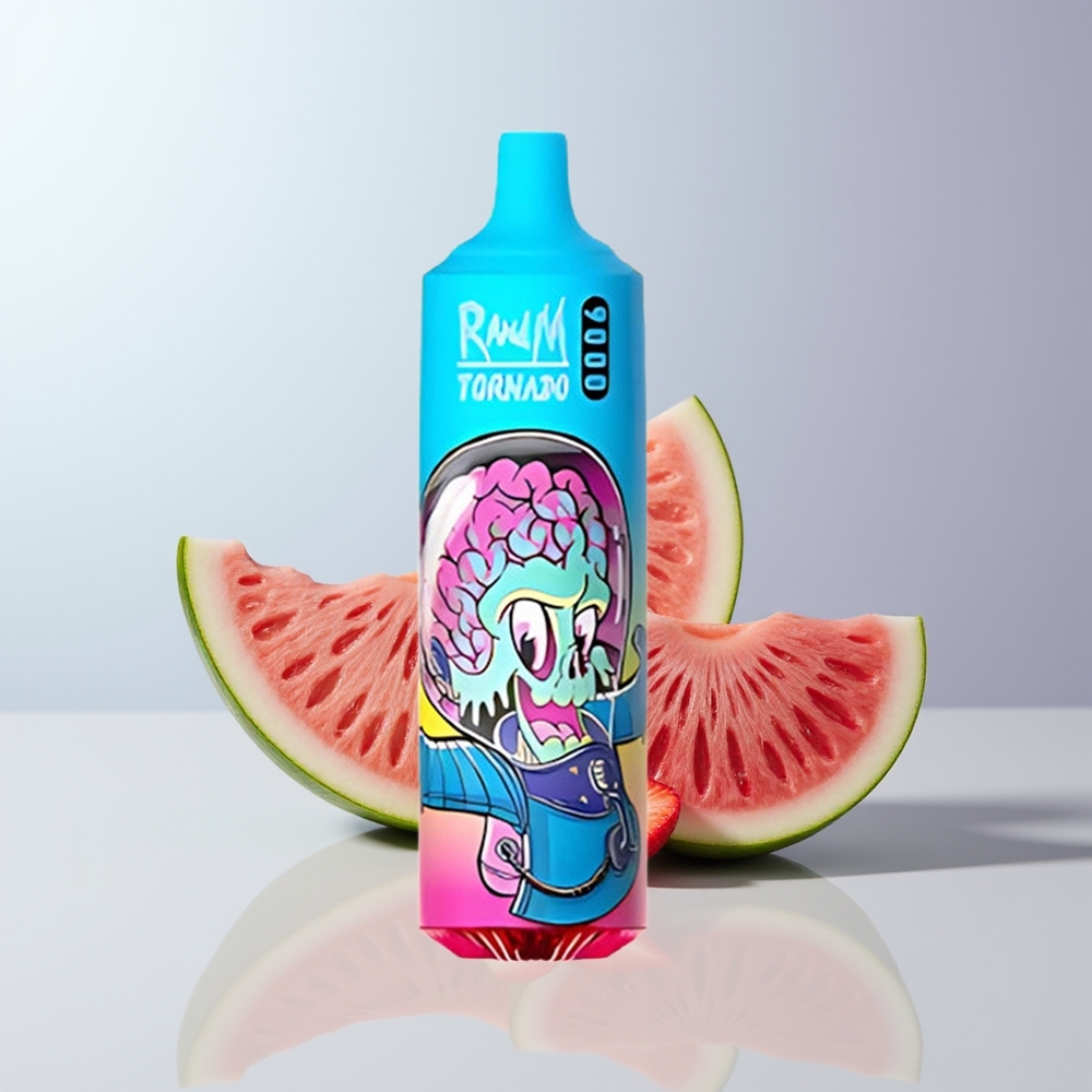 RandM Fumot Tornado 9000 Puffs Prime Aardbei Watermeloen met Mesh Coil en 54 Smaken