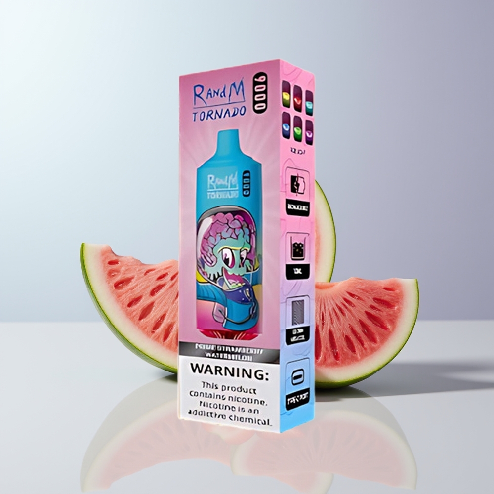 RandM Fumot Tornado 9000 Puffs Prime Aardbei Watermeloen met Mesh Coil en 54 Smaken