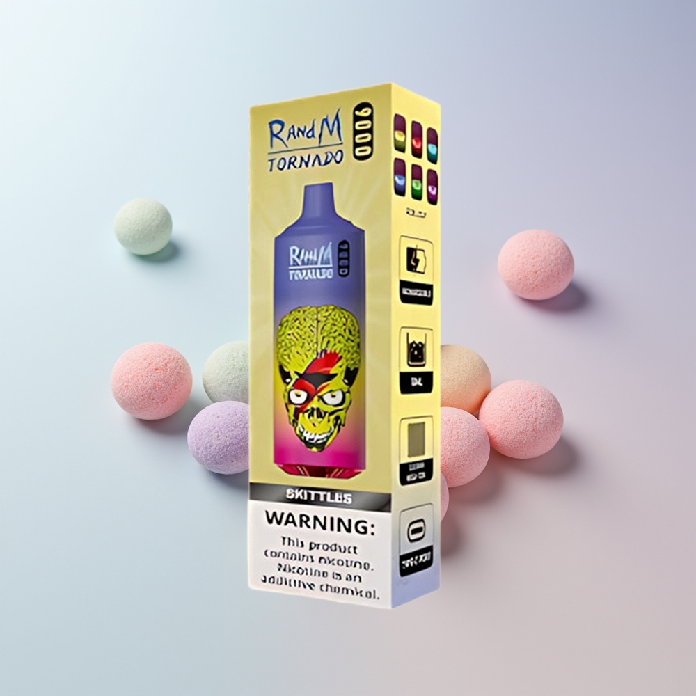 RandM Fumot Tornado 9000 Puffs Skittles Regenboog Mesh Coil 18 mL
