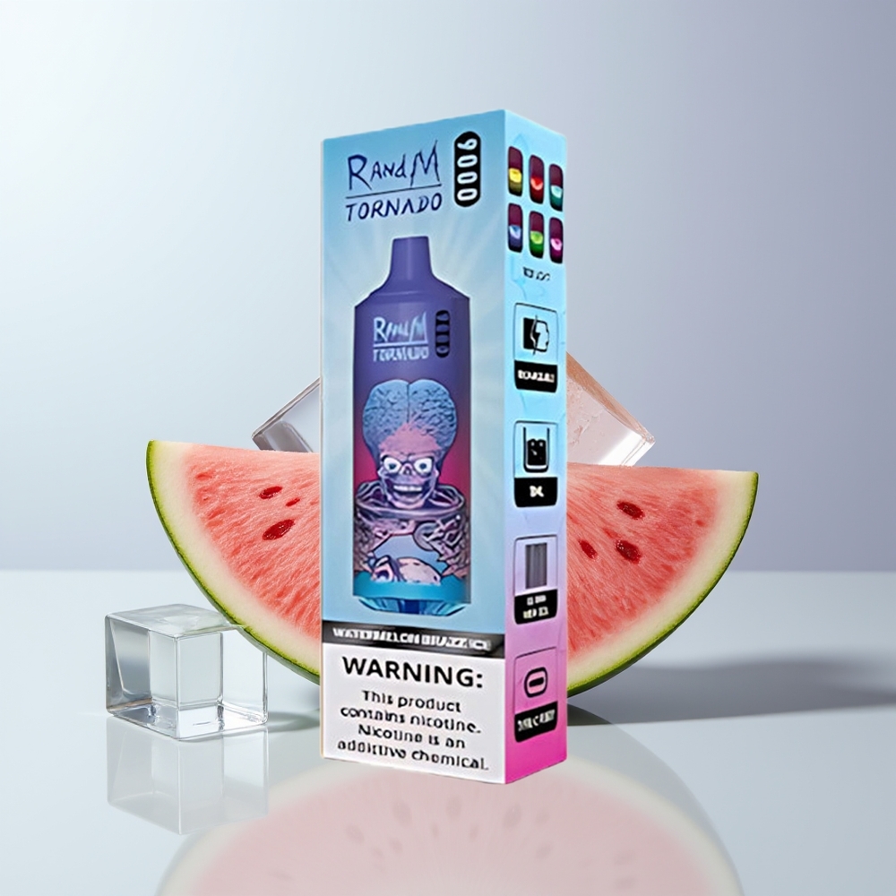 RandM Fumot Tornado 9000 Puffs Watermeloen Brazz IJs met Mesh Coil en 54 Smaken
