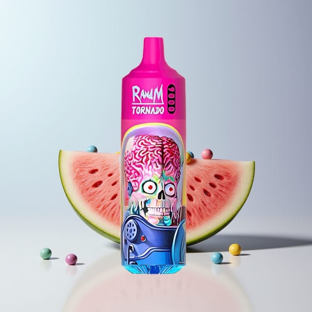 RandM Fumot Tornado 9000 Puffs Watermeloen Skittles met Mesh Coil en 54 Smaken