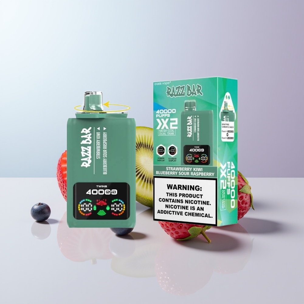 Razz Bar 40000 Puffs Aardbei Kiwi - Bosbes Zure Framboos met Mesh Coil en Type-C Poort