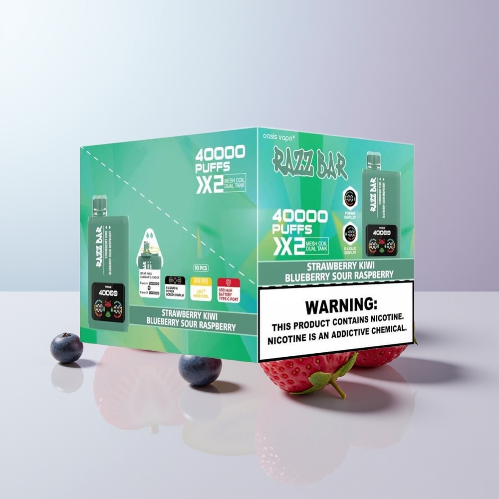 Razz Bar 40000 Puffs Aardbei Kiwi - Bosbes Zure Framboos met Mesh Coil en Type-C Poort