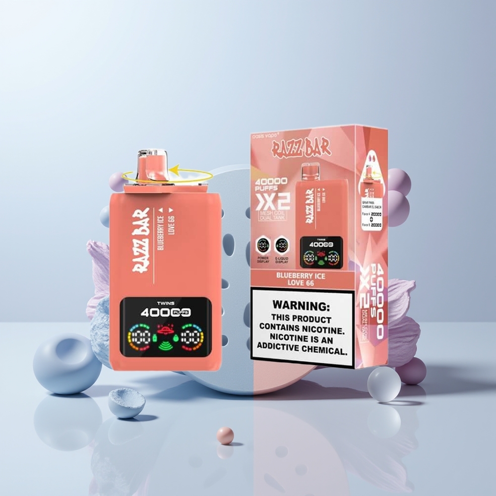 Razz Bar 40000 Puffs Blauwe Bes IJs - Liefde 66 Mesh Coil Type-C Poort