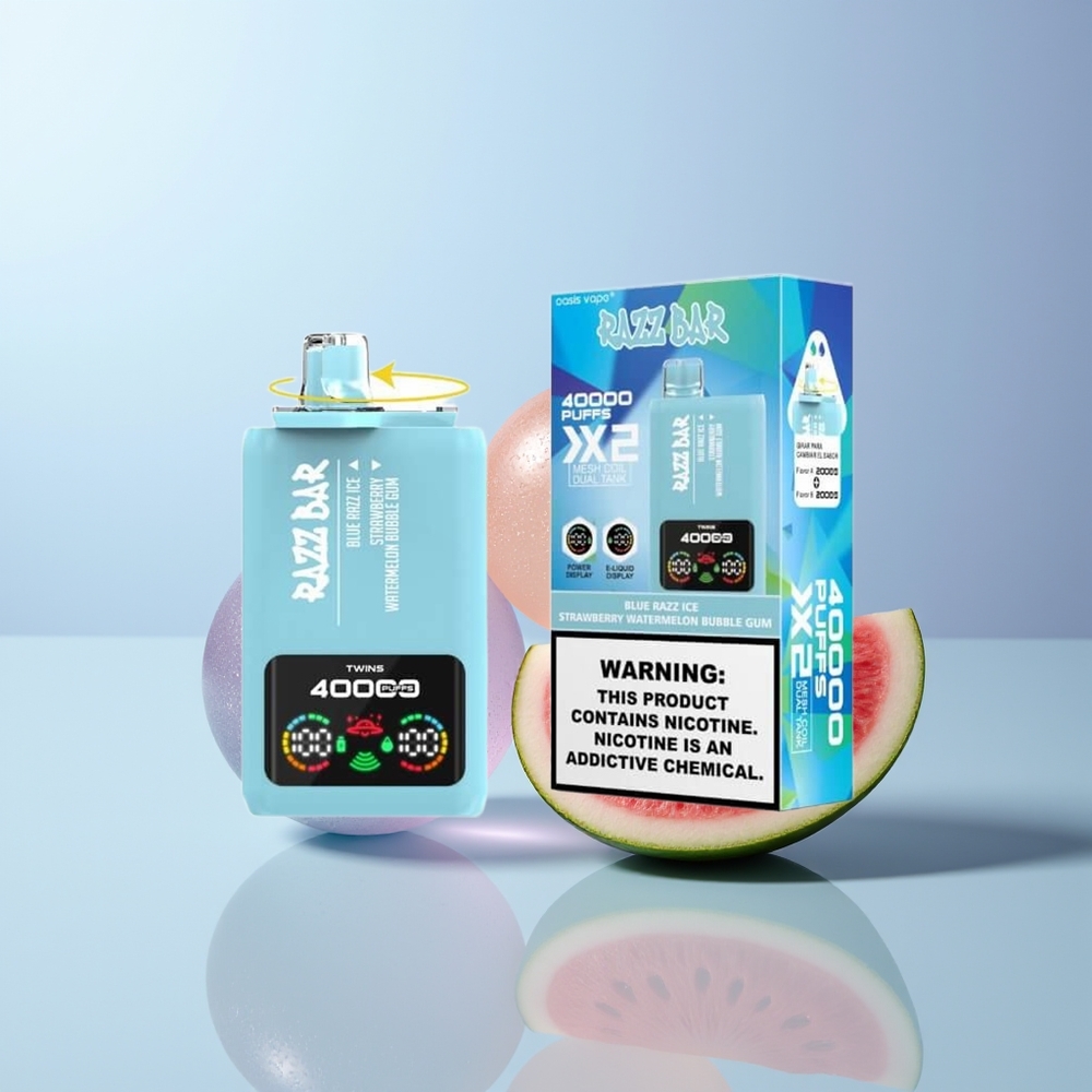Razz Bar 40000 Puffs Blauwe Framboos IJs-Aardbei Watermeloen Bubble Gum met Mesh Coil en Type-C Poort