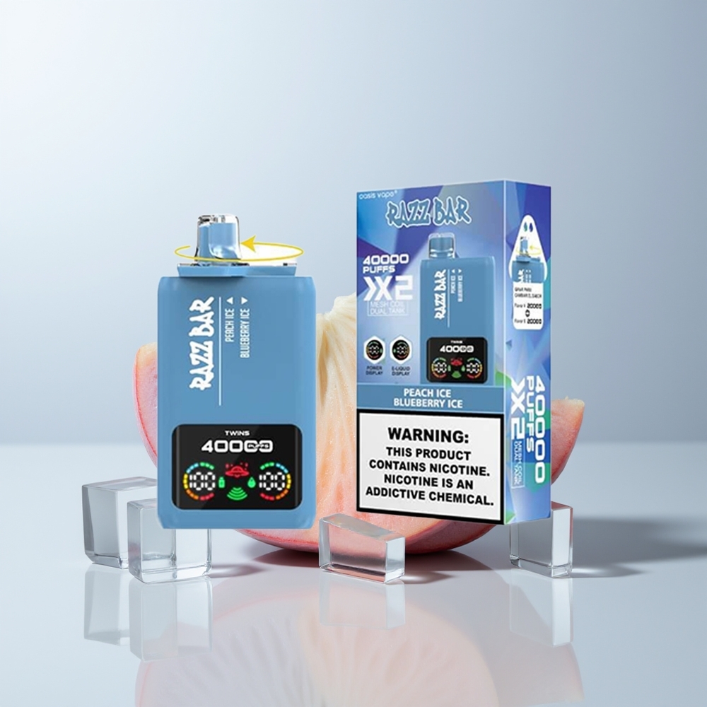 Razz Bar 40000 Puffs Perzik IJs - Bosbes IJs met Mesh Coil en Type-C Poort