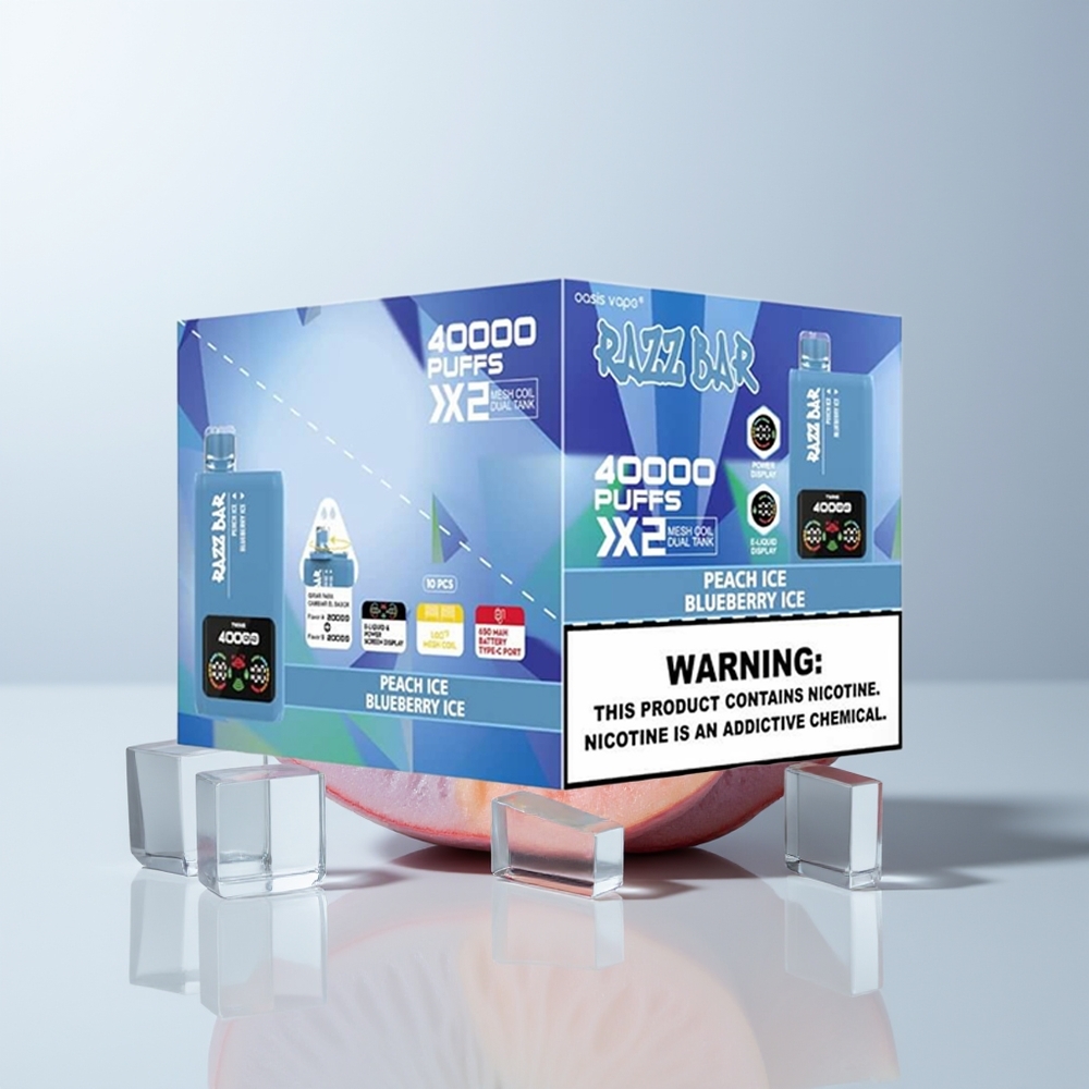 Razz Bar 40000 Puffs Perzik IJs - Bosbes IJs met Mesh Coil en Type-C Poort