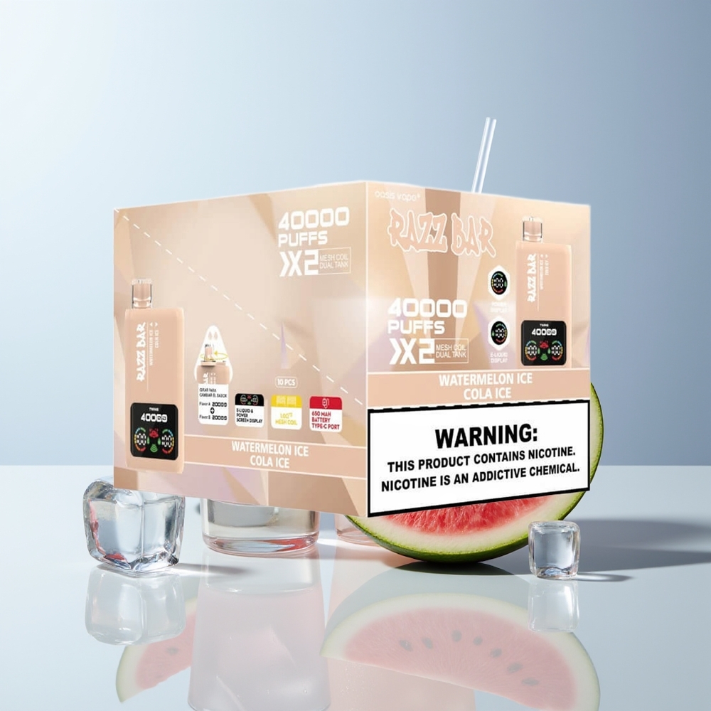 Razz Bar 40000 Puffs Watermeloen Ijs - Cola Ijs met Mesh Coil en Type-C Poort