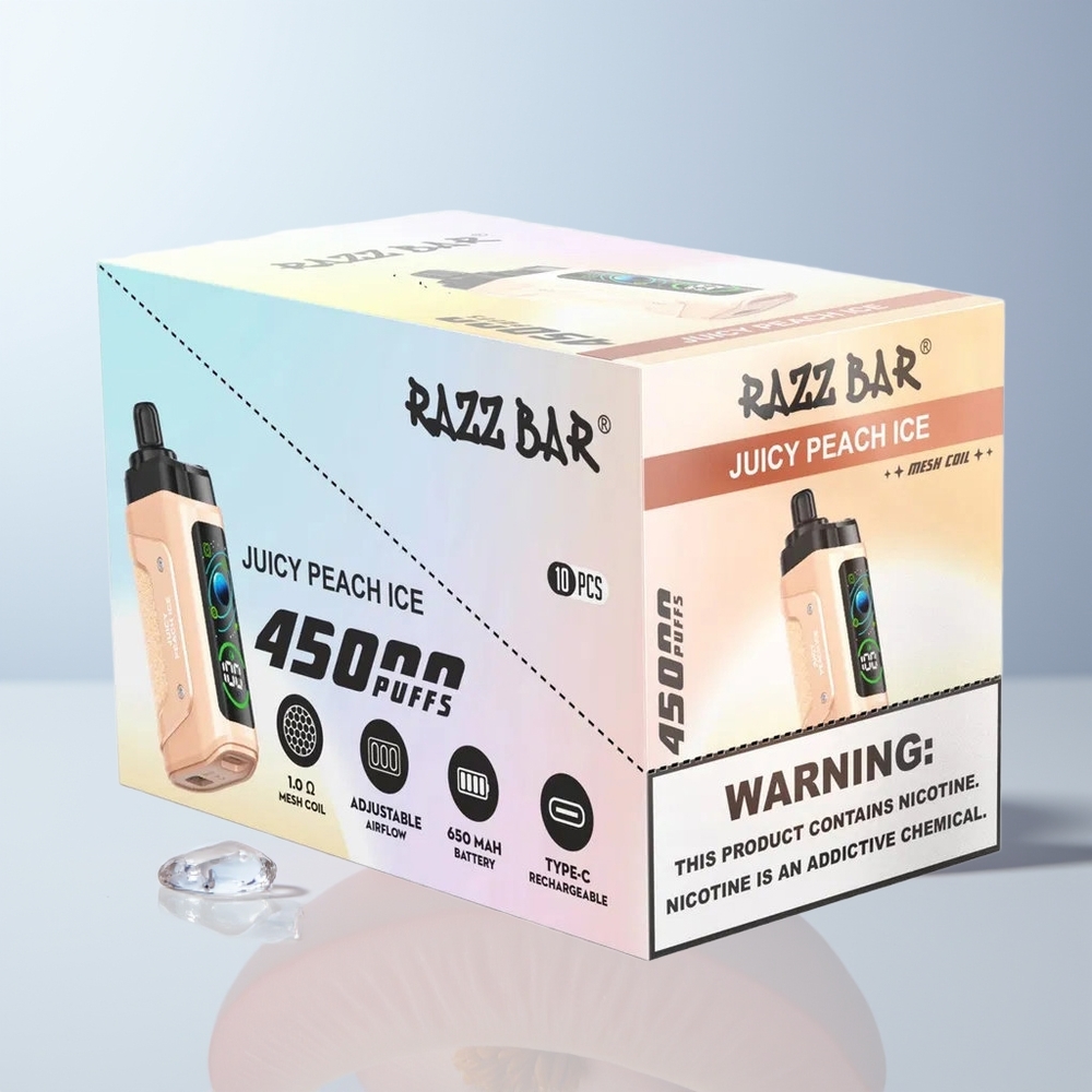 Razz Bar 45000 Puffs Sappige Perzik IJs met Mesh Coil en Type-C Oplaadbaar