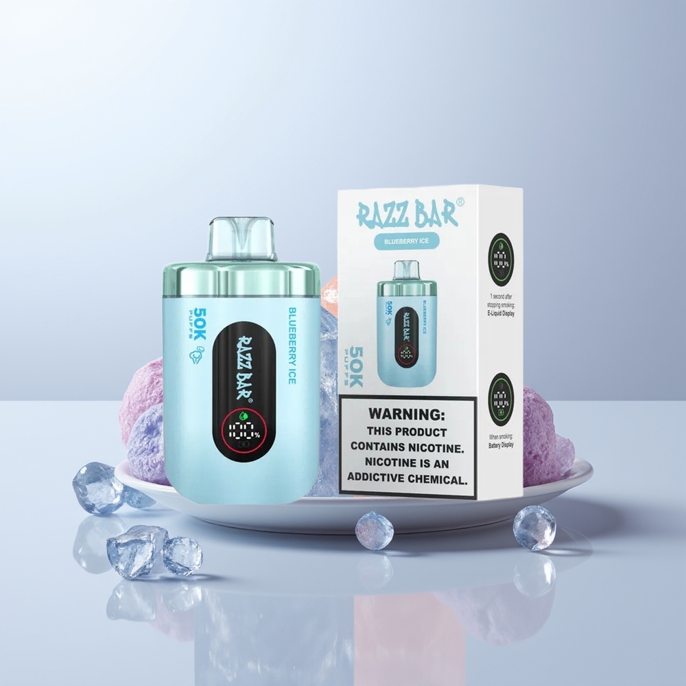 Razz Bar 50K Puffs Blauwebes IJs met Mesh Coil en Type-C Opladen