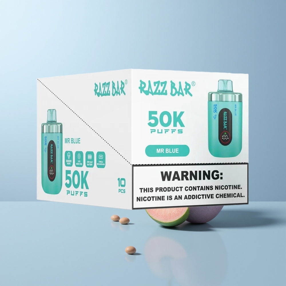 Razz Bar 50K Puffs De Blauwe Mesh Coil Type-C