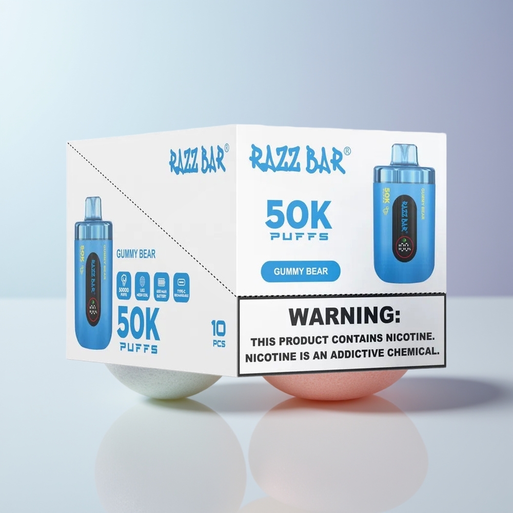 Razz Bar 50K Puffs Gummy Bear 1.0 Ohm Mesh Coil Type-C Oplaadbaar