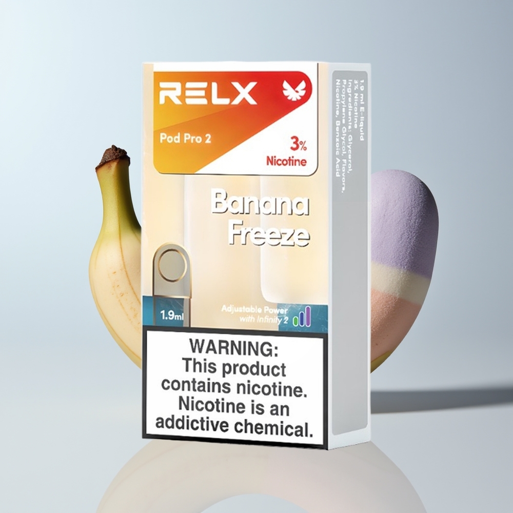 Relx Pod Pro 2 Vape Device Puffs Banaan Vries met 1.9ml en Spanningsaanpassing