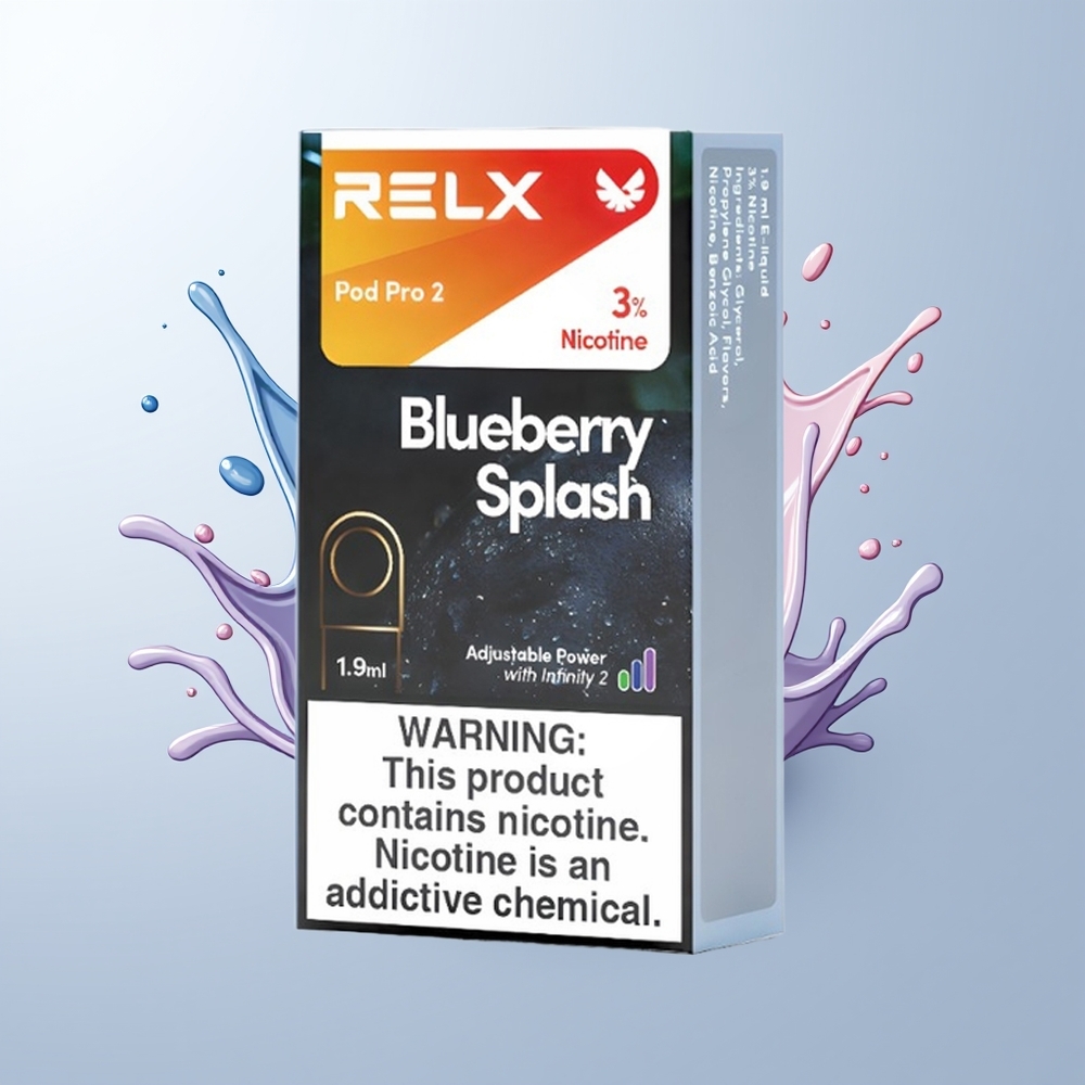 Relx Pod Pro 2 Vape Device Puffs Bosbes Spatten met 1.9ml en 3 Voltage Modes
