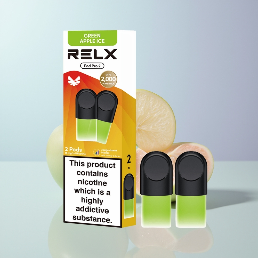 Relx Pod Pro 2 Vape Device Puffs Groene Appel IJs 1.9ml Eco-Smooth-Boost