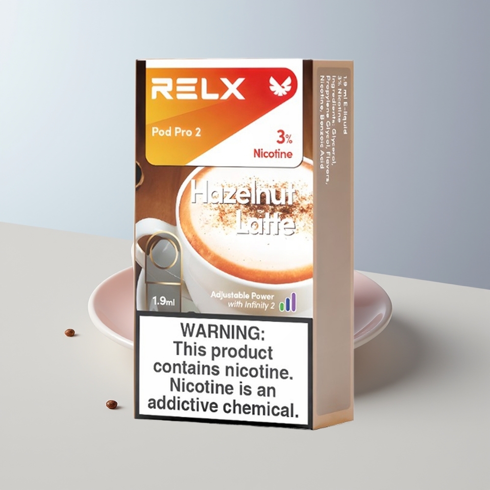 Relx Pod Pro 2 Vape Device Puffs Hazelnoot Latte 1.9ml 3 Standen