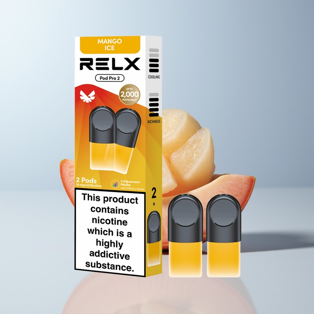 Relx Pod Pro 2 Vape Device Puffs Mango IJs 1.9ml Eco Smooth Boost