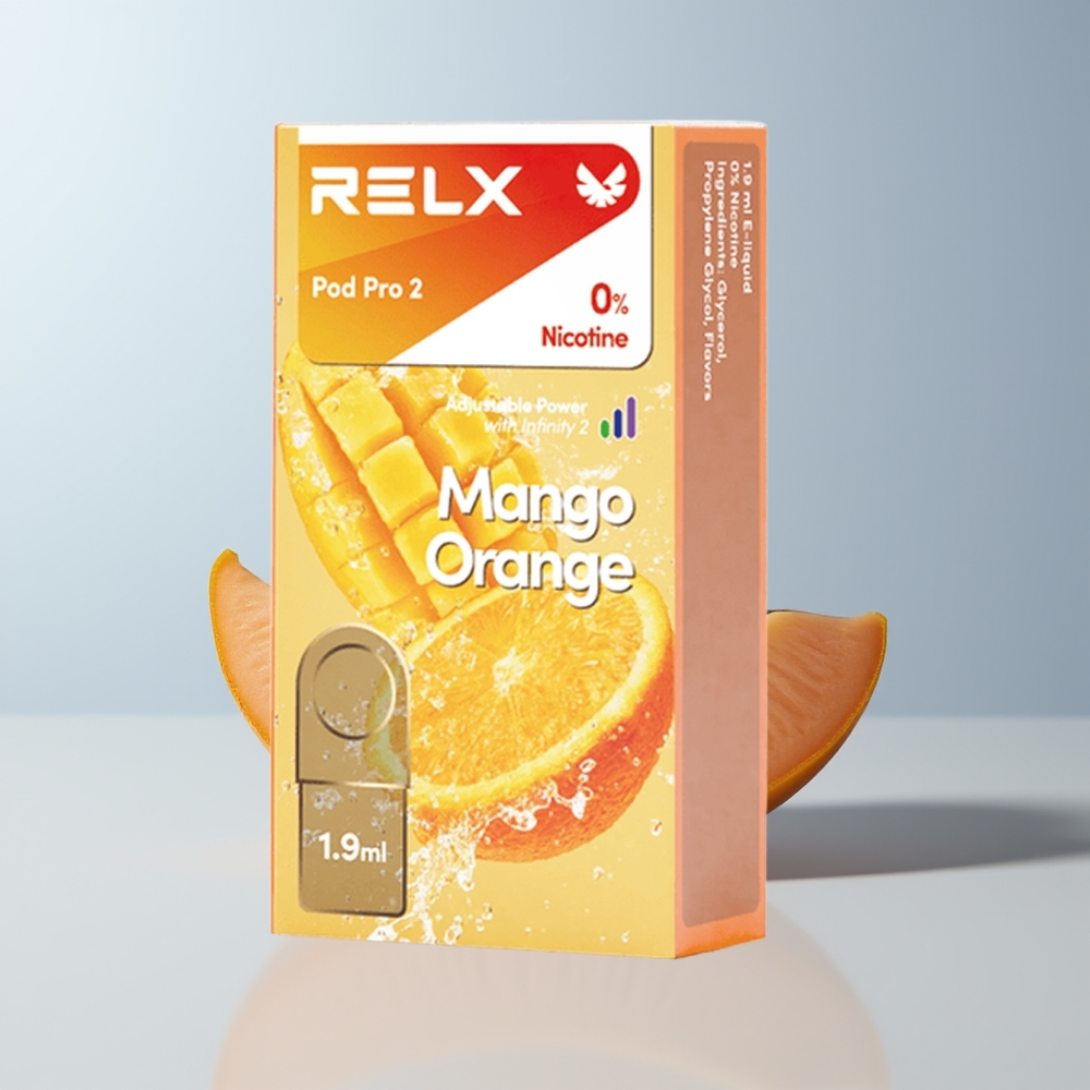 Relx Pod Pro 2 Vape Device Puffs Mango Oranje 1.9ml 2-Pods Eco-Smooth-Boost
