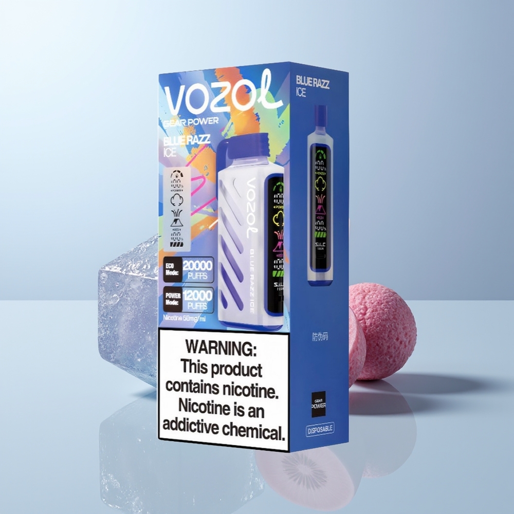 VOZOL Gear Power 20000 Puffs Blauwe Framboos IJs met Dual Mesh Coil en Full Screen Display