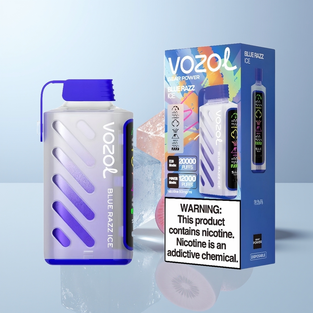 VOZOL Gear Power 20000 Puffs Blauwe Framboos IJs met Dual Mesh Coil en Full Screen Display