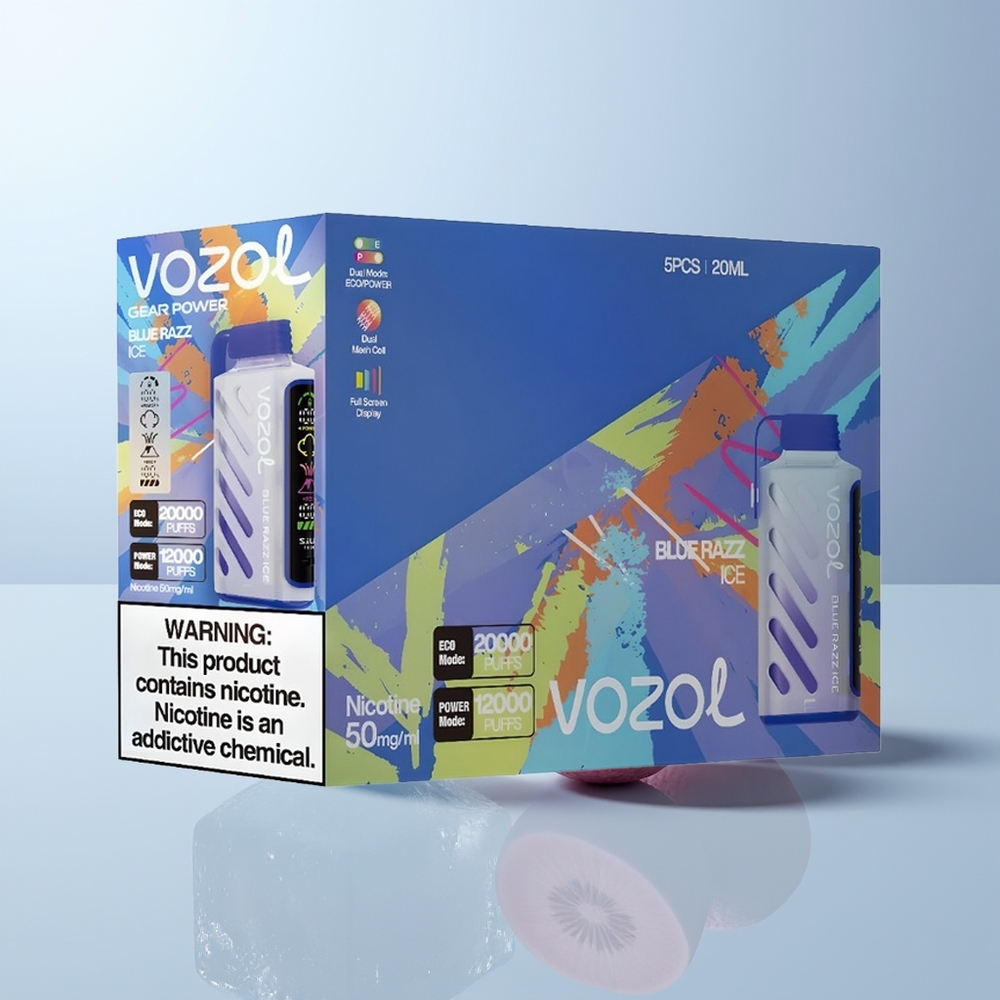 VOZOL Gear Power 20000 Puffs Blauwe Framboos IJs met Dual Mesh Coil en Full Screen Display