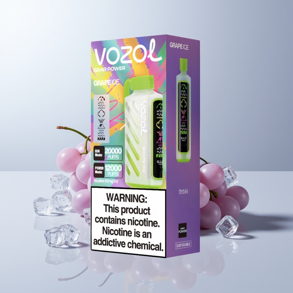 VOZOL Gear Power 20000 Puffs Druif IJs Dual Mesh Scherm