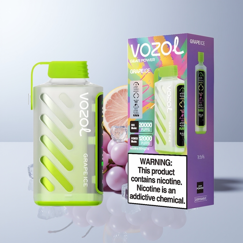 VOZOL Gear Power 20000 Puffs Druif IJs Dual Mesh Scherm