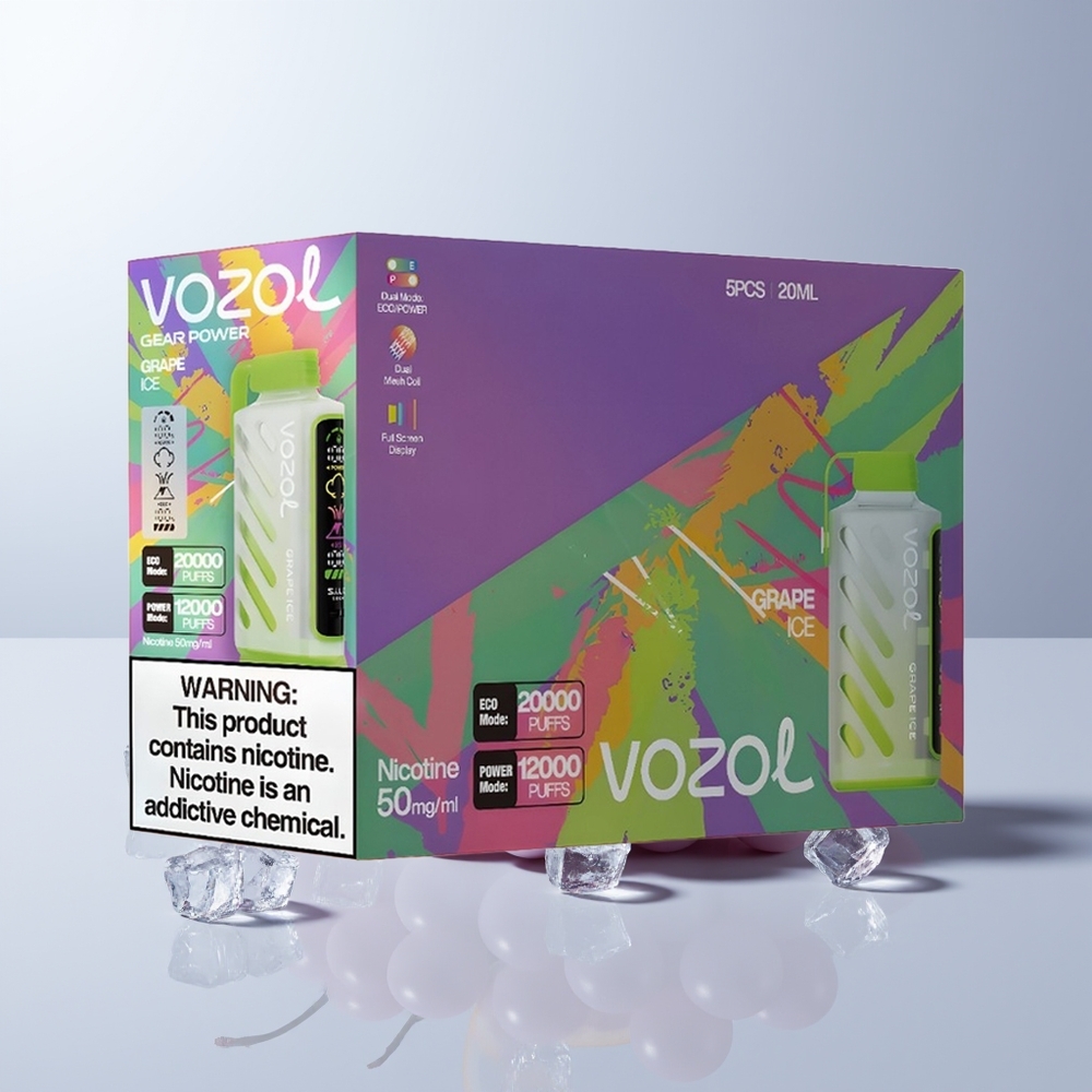 VOZOL Gear Power 20000 Puffs Druif IJs Dual Mesh Scherm