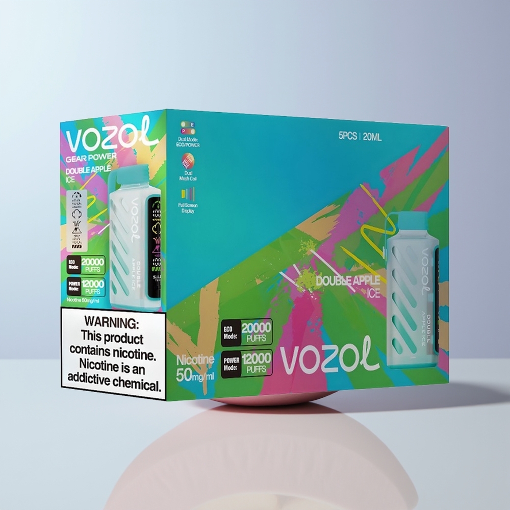 VOZOL Gear Power 20000 Puffs Dubbel Appel IJs met Dual Mesh Coil en 20mL Vloeistof