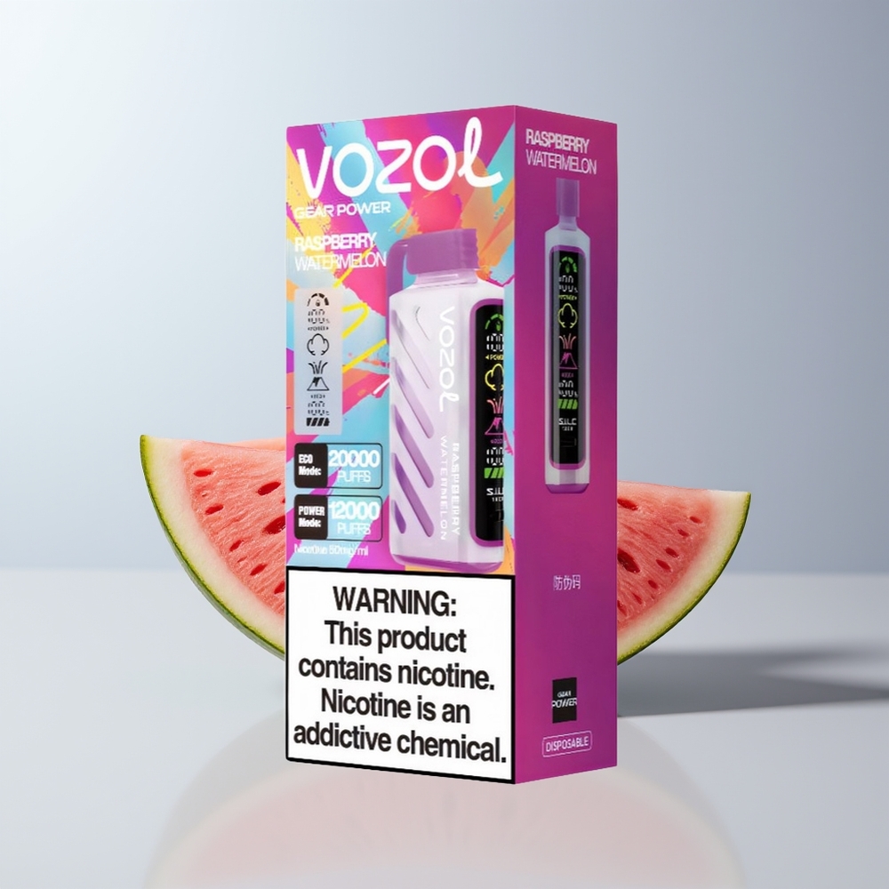 VOZOL Gear Power 20000 Puffs Framboos Watermeloen Dual Mesh Volledig Scherm