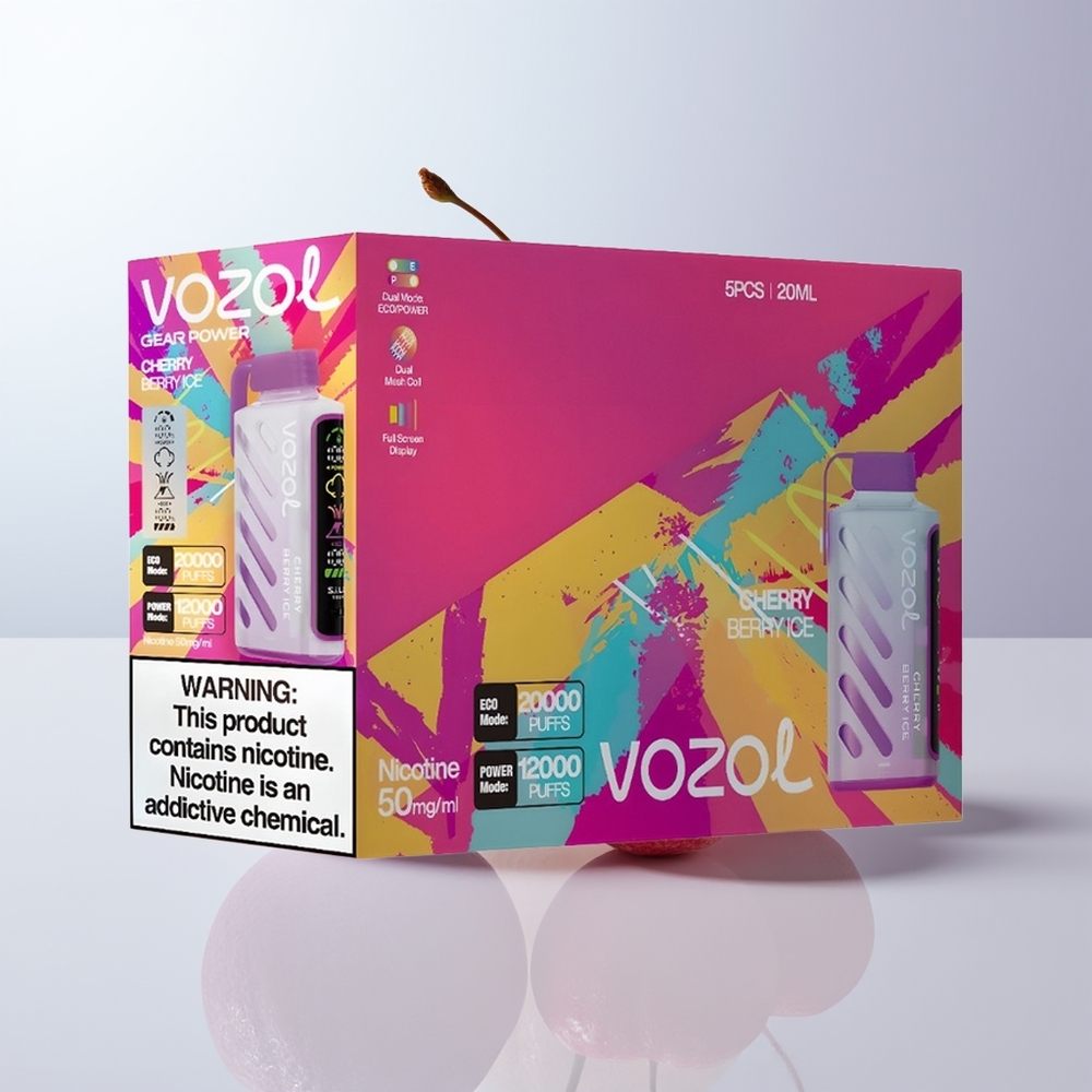 VOZOL Gear Power 20000 Puffs Kersbes IJs met Dual Mesh Coil en Vol Scherm Display