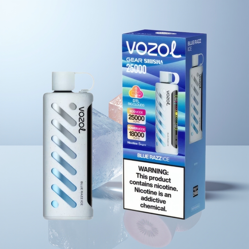VOZOL Gear Shisha 25000 Puffs Blauwe Framboos IJs met Dual Mesh en 5mg/ml