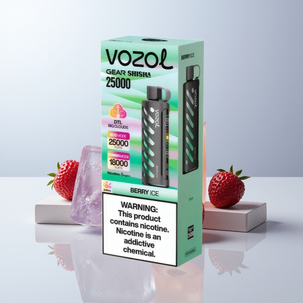 VOZOL Gear Shisha 25000 Puffs Bosbes IJs Dual Mesh 5mg/ml