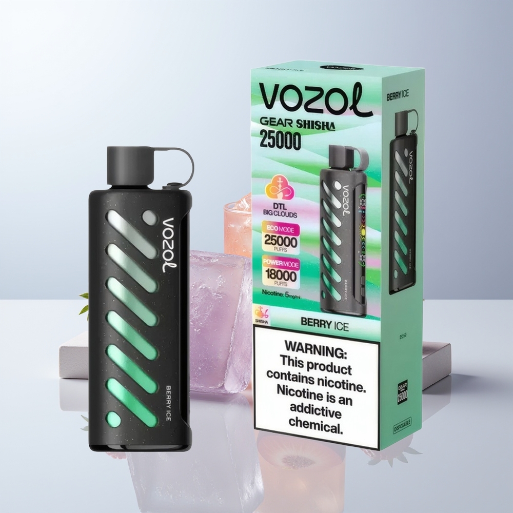 VOZOL Gear Shisha 25000 Puffs Bosbes IJs Dual Mesh 5mg/ml