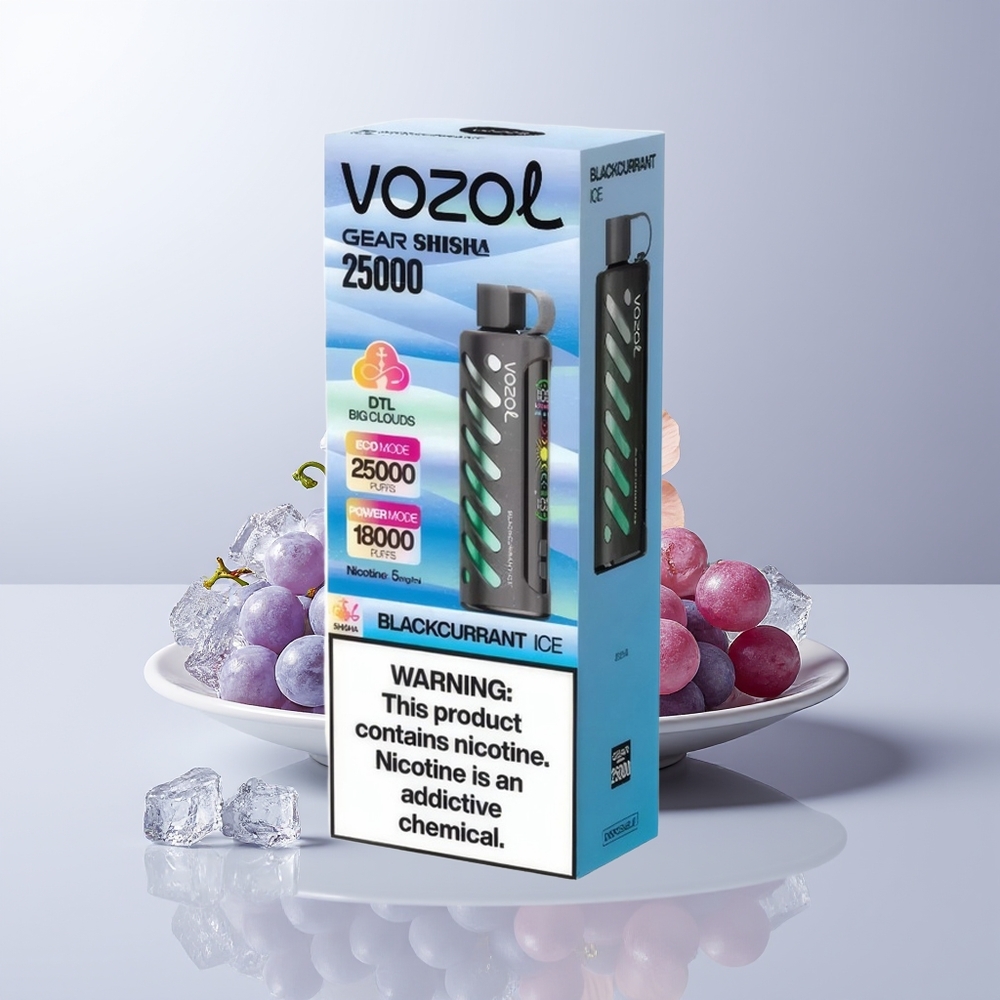 VOZOL Gear Shisha 25000 Puffs Zwarte Bes IJs met Dual Mesh en 5mg/ml Nicotine