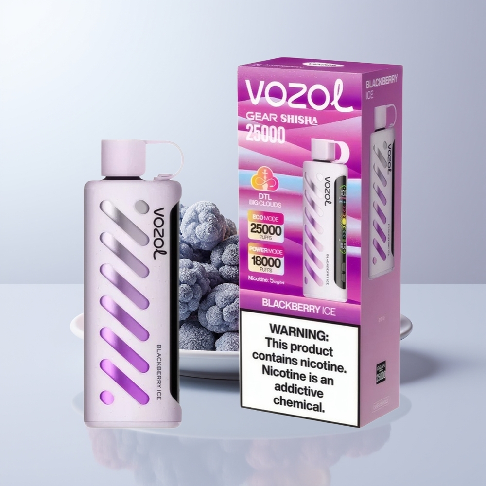 VOZOL Gear Shisha 25000 Puffs Zwarte Bes IJs met Dubbele Mesh en S.i.L.C Technologie
