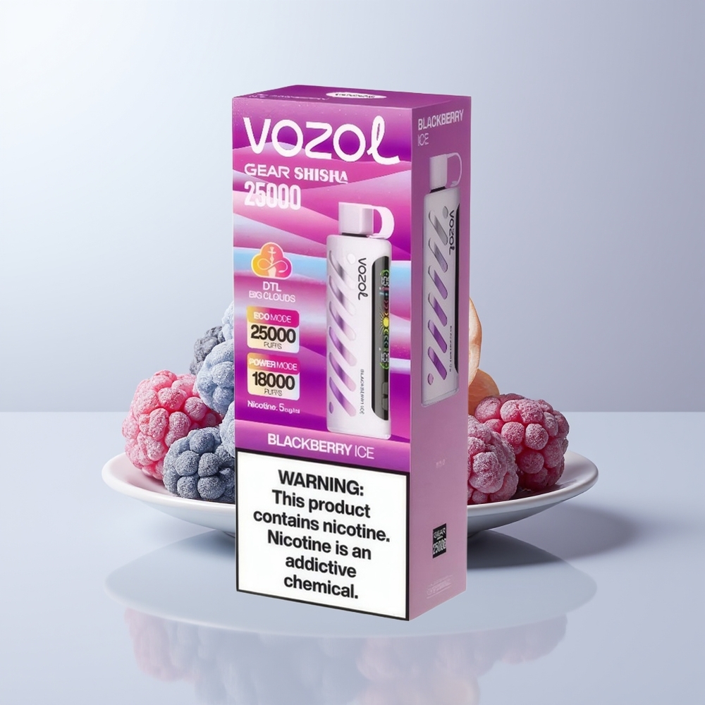 VOZOL Gear Shisha 25000 Puffs Zwarte Bes IJs met Dubbele Mesh en S.i.L.C Technologie